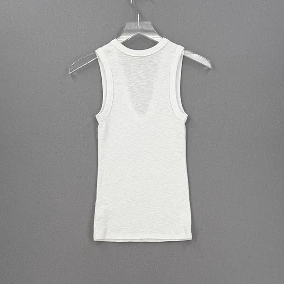 ENZA COSTA Textured Rib Sleeveless U Neck Tank Top Womens XS White Quite Luxury - Picture 5 of 16
